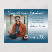 Carte Postale Faux Glossy Turquoise Blue Graduation Faire-part (Devant)