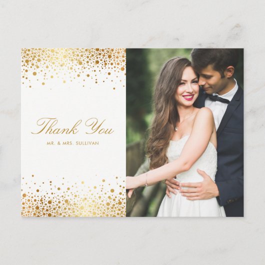 Carte Postale Faux Gold Foil Confetti Points Merci photo (Devant)