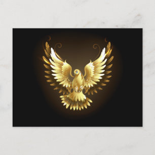 Carte Postale Faux Gold Foil Peace Dove en noir