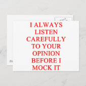 Carte Postale FAUX, insulte (Devant / Derrière)