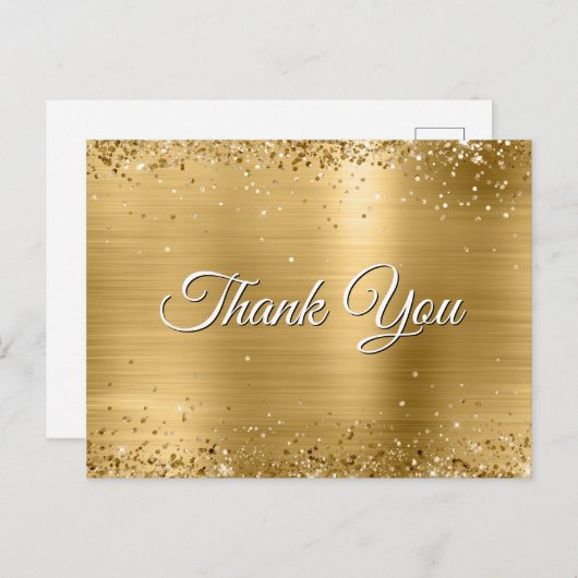 Carte Postale Faux paillettes d'or saupoudrées sur papier alu Me (Devant / Derrière)