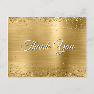 Carte Postale Faux Paillettes D'or Saupoudrées Sur Papier D'alum