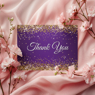 Carte Postale Faux Paillettes Dorées Brillantes Violet Royal Mer
