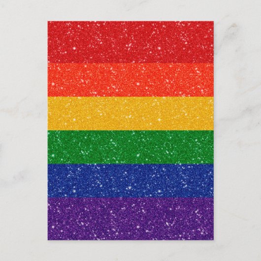 Carte Postale Faux Parties scintillant LGBTQ Pride Arc en ciel (Devant)