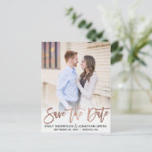 Carte Postale Faux Rose Gold Foil Photo Enregistrer La Date Post (Debout devant)