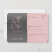 Carte Postale Faux Rose Gold Save the Date (Dos)