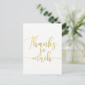 Carte Postale Faux Script Merci Merci Beaucoup Feuille D'Or (Debout devant)