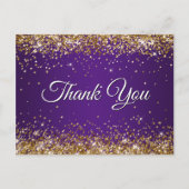 Carte Postale Faux Sparkly Gold Parties scintillant Royal Purple (Devant)