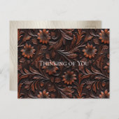 Carte Postale Faux Sud-Ouest Brown Fleurs de vache en cuir (Devant / Derrière)