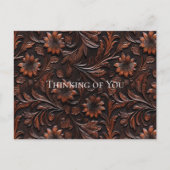 Carte Postale Faux Sud-Ouest Brown Fleurs de vache en cuir (Devant)