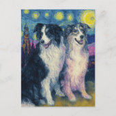 Carte Postale Faux Van Gogh Border Collies (Devant)