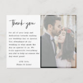 Carte Postale Faux Vellum main Lettré Mariage photo Merci (Devant)