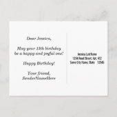 Carte Postale Faux Wood, Faux Gold 13e anniversaire + Nom person (Dos)