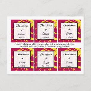 Carte Postale Favoriser les balises Points Hot Rose/Yellow Swirl