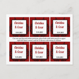 Carte Postale Favoriser les étiquettes Crimson Red Ornate Embell