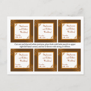 Carte Postale Favoriser les étiquettes Damask Automne