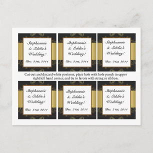 Carte Postale Favoriser les étiquettes Gold et Black Damask