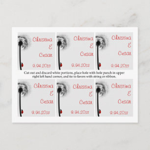 Carte Postale Favoriser les étiquettes Lady Bug sur Dandelion Re