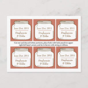 Carte Postale Favoriser les étiquettes Rose/Brown Mason Jars