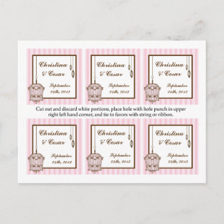 Carte Postale Favoriser Tags Birdcage/Pink Stripes cage flirty g