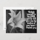 CARTE POSTALE FAVORITE BIBLE SCRIPTURE PSALM 37:4 (Devant / Derrière)