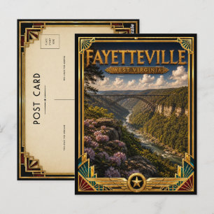 Carte Postale Fayetteville Virginie-Occidentale Art Déco Doré Vi