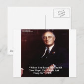 Carte Postale FDR & Accrochez-vous à la corde Citation (Devant / Derrière)