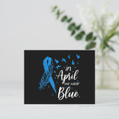 Carte Postale Feather Ribbon Autism In April We Wear Blue Autism (Debout devant)