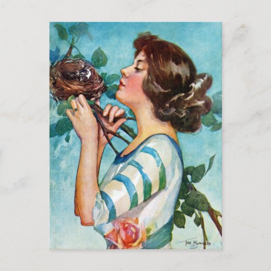 CARTE POSTALE "FEATHER YUR NEST" ROBINS DE PRINTEMPS PRÉCOCE 'N (Devant)