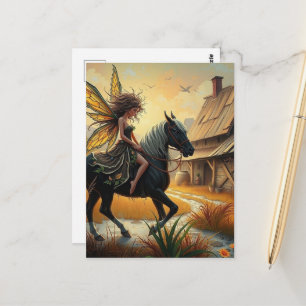 Carte Postale Fée à cheval