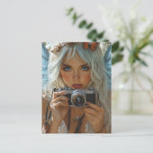 Carte Postale Fée à épices adorable avec appareil photo (Debout devant)