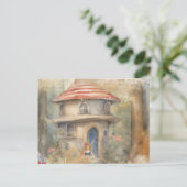 Carte Postale Fée à l'aquarelle chez elle (Debout devant)