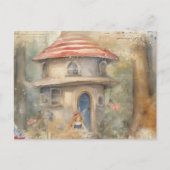 Carte Postale Fée à l'aquarelle chez elle (Devant)