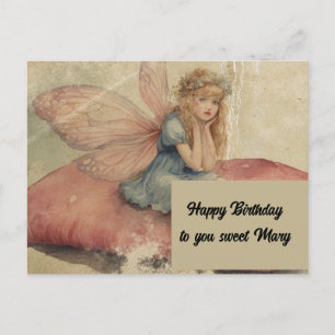 Carte Postale Fée adorable anniversaire grunge vintage