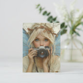 Carte Postale Fée adorable avec caméra (Debout devant)