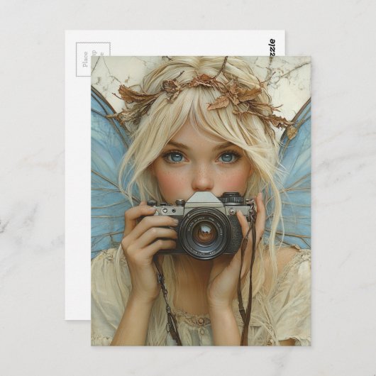 Carte Postale Fée adorable avec caméra (Devant / Derrière)