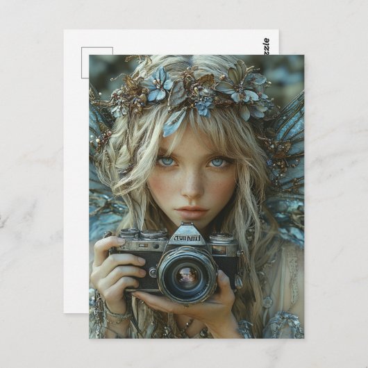 Carte Postale Fée adorable avec caméra (Devant / Derrière)
