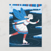 Carte Postale Fée adorable du patinage sur glace Étang gelé en h (Devant)