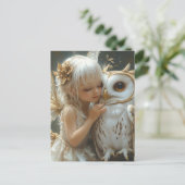 Carte Postale Fée adorable et hibou (Debout devant)