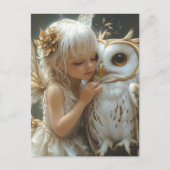 Carte Postale Fée adorable et hibou (Devant)