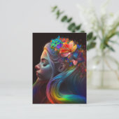 Carte Postale Fée arc-en-ciel colorée (Debout devant)