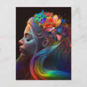 Carte Postale Fée arc-en-ciel colorée (Devant)