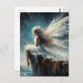 Carte Postale Fée assise sur une falaise (Devant / Derrière)