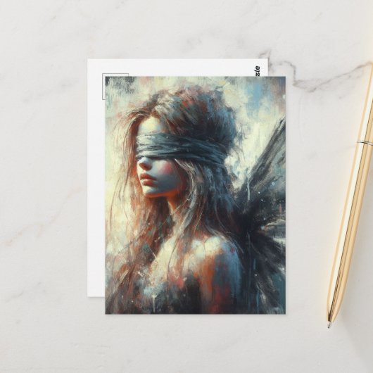 Carte Postale Fée au berceau (Devant/Arrière en situation)