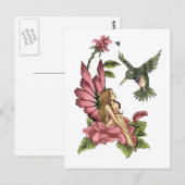 Carte Postale Fée aux colibris (Devant / Derrière)