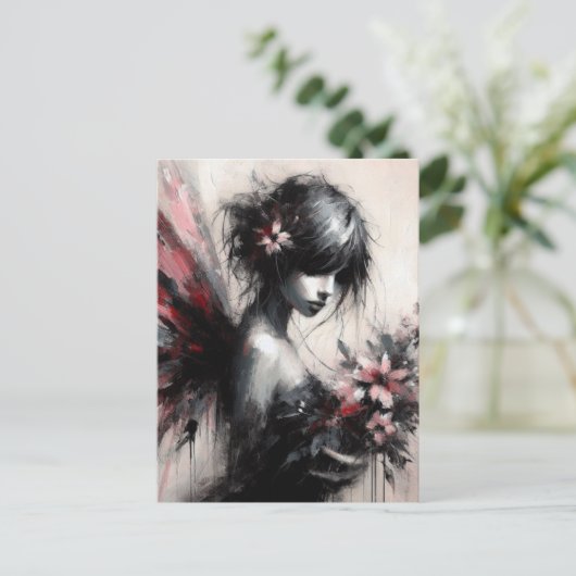 Carte Postale Fée Avec Fleurs (Debout devant)