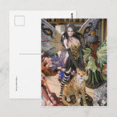 Carte Postale Fée avec léopard (Devant / Derrière)