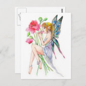 Carte Postale Fée avec Ocarina (Devant / Derrière)