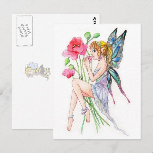 Carte Postale Fée avec Ocarina (Devant / Derrière)