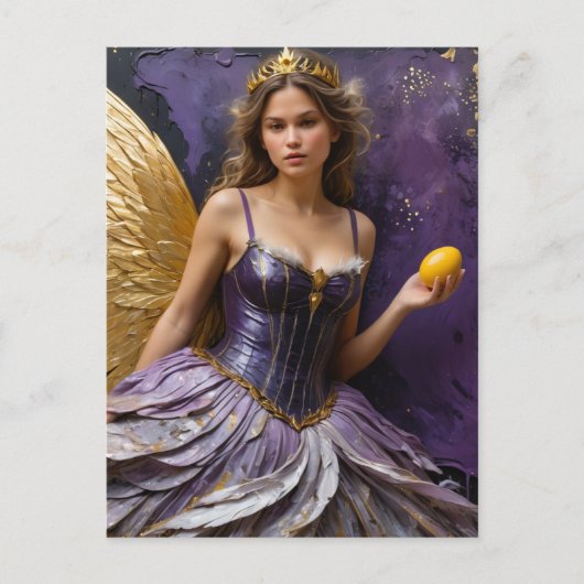 Carte Postale Fée avec un oeuf (Devant)